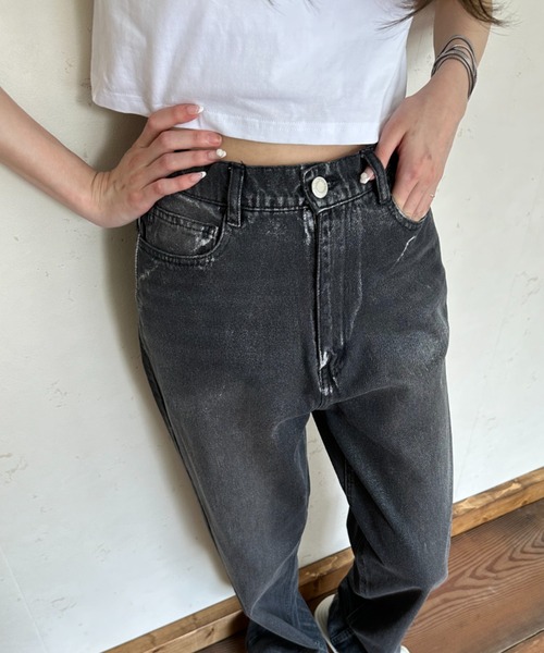 Per sist ence(パーシエンス)の「箔加工デニムパンツ(デニムパンツ・レディース・ライトブルー/ブラック/ブルー・FREE)」の12枚目の写真