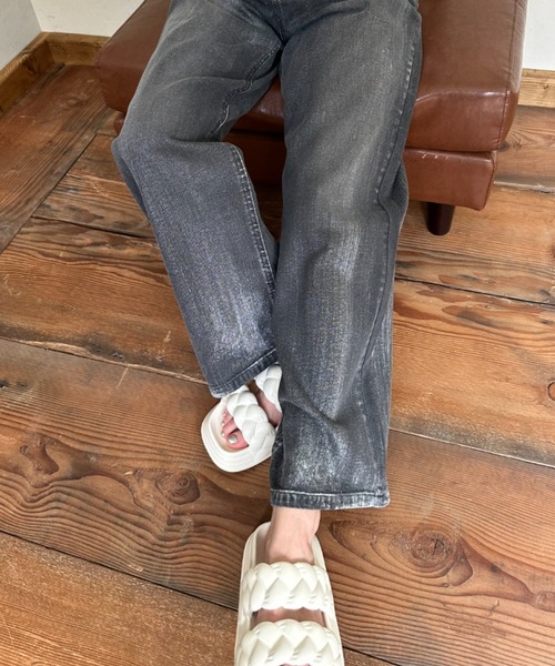 箔加工　水色　デニム 箔加工デニムパンツ（デニムパンツ）｜Per sist ence