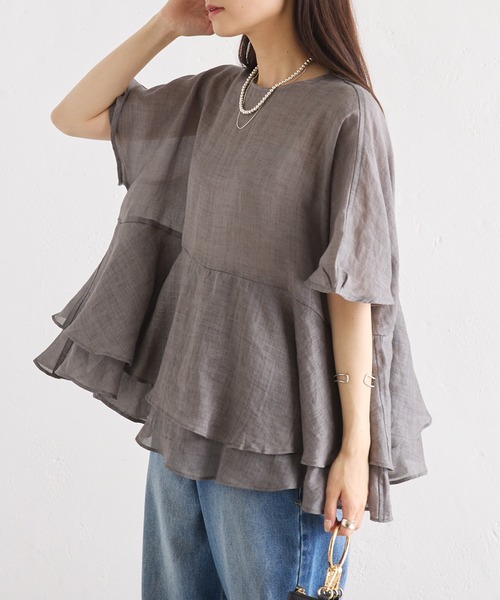 ラミー2枚重ねペプラムブラウス（シャツ/ブラウス）｜PUAL CE CIN