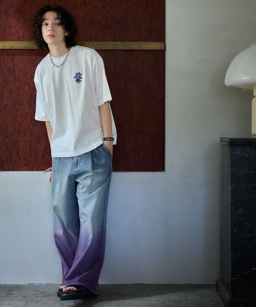 HARE(ハレ)の「バックフラワーシシュウカットソー(HARE)(Tシャツ/カットソー・メンズ・ホワイト/ブラック/レッド・MEDIUM/SMALL)」の6枚目の写真