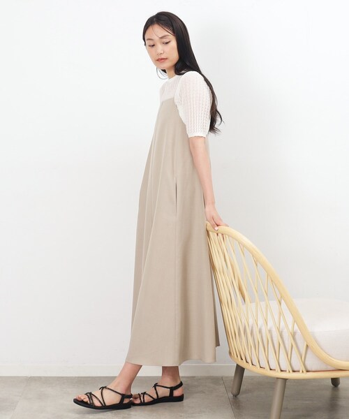 OPAQUE.CLIP（オペークドットクリップ）の「◆フレアキャミワンピース【吸水速乾/抗ピル/洗濯機洗い可】（ワンピース・レディース・チャコールグレー/ベージュ/ブラック・36/38/40/42）」の3枚目の写真