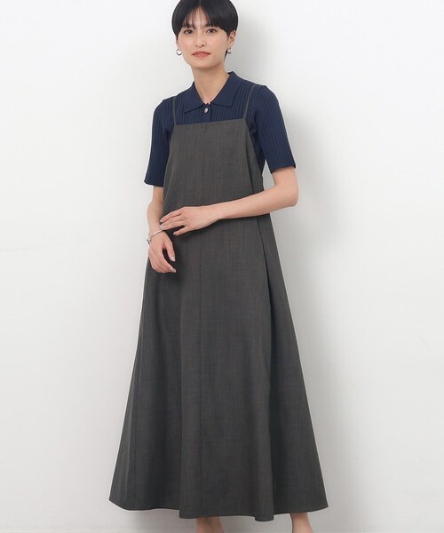 OPAQUE.CLIP（オペークドットクリップ）の「◆フレアキャミワンピース【吸水速乾/抗ピル/洗濯機洗い可】（ワンピース・レディース・チャコールグレー/ベージュ/ブラック・36/38/40/42）」の2枚目の写真