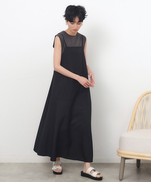 OPAQUE.CLIP（オペークドットクリップ）の「◆フレアキャミワンピース【吸水速乾/抗ピル/洗濯機洗い可】（ワンピース・レディース・チャコールグレー/ベージュ/ブラック・36/38/40/42）」の18枚目の写真