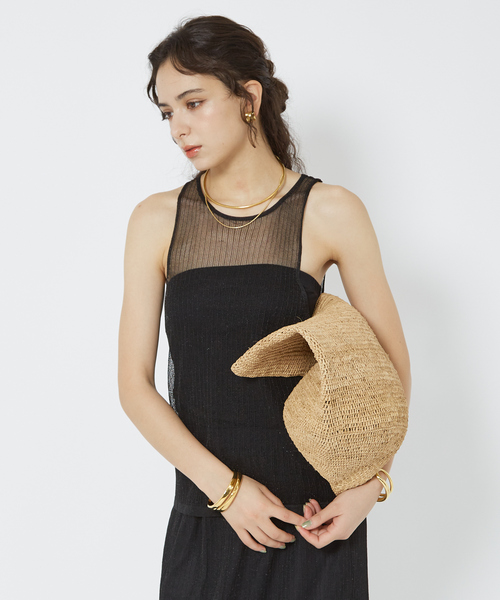 Rouge vif（ルージュヴィフ）の「針抜きシアーメタリックアメスリニットタンク（タンクトップ・レディース・グレー/ブラック・フリー）」の15枚目の写真