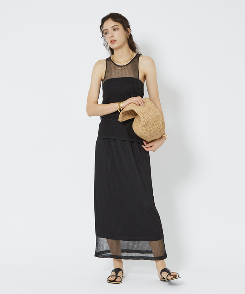 Rouge vif（ルージュヴィフ）の「針抜きシアーメタリックアメスリニットタンク（タンクトップ・レディース・グレー/ブラック・フリー）」の6枚目の写真