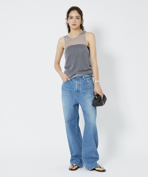 Rouge vif（ルージュヴィフ）の「針抜きシアーメタリックアメスリニットタンク（タンクトップ・レディース・グレー/ブラック・フリー）」の7枚目の写真