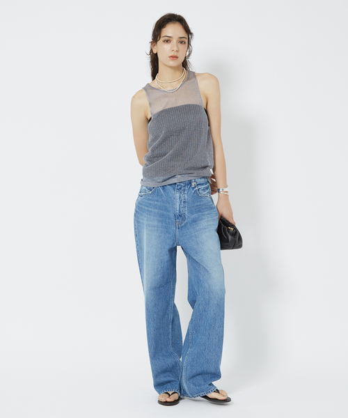 Rouge vif（ルージュヴィフ）の「針抜きシアーメタリックアメスリニットタンク（タンクトップ・レディース・グレー/ブラック・フリー）」の8枚目の写真