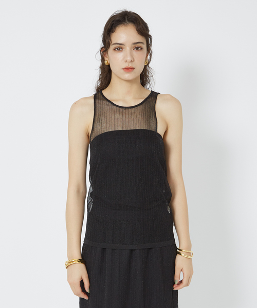 Rouge vif（ルージュヴィフ）の「針抜きシアーメタリックアメスリニットタンク（タンクトップ・レディース・グレー/ブラック・フリー）」の21枚目の写真