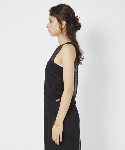 Rouge vif（ルージュヴィフ）の「針抜きシアーメタリックアメスリニットタンク（タンクトップ・レディース・グレー/ブラック・フリー）」の22枚目の写真