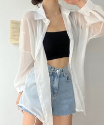 ドロップショルダーシアーシャツ