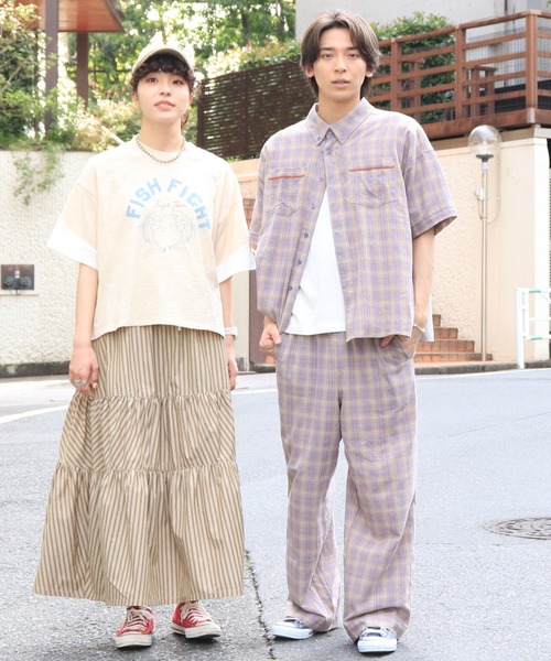 DOUBLE NAME（ダブルネーム）の「ストライプティアードスカート