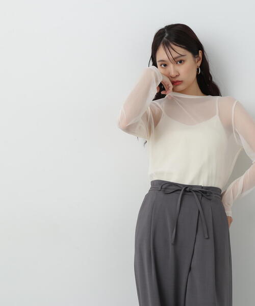 N.(N. Natural Beauty Basic)(エヌエヌナチュラルビューティーベーシック)の「◆シアープルオーバー(Tシャツ/カットソー・レディース・オフホワイト/ブラック/ライトグリーン・MEDIUM)」の16枚目の写真