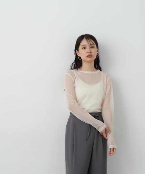 N.(N. Natural Beauty Basic)(エヌエヌナチュラルビューティーベーシック)の「◆シアープルオーバー(Tシャツ/カットソー・レディース・オフホワイト/ブラック/ライトグリーン・MEDIUM)」の18枚目の写真