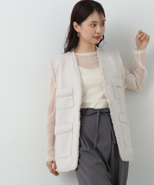 N.(N. Natural Beauty Basic)(エヌエヌナチュラルビューティーベーシック)の「◆シアープルオーバー(Tシャツ/カットソー・レディース・オフホワイト/ブラック/ライトグリーン・MEDIUM)」の2枚目の写真