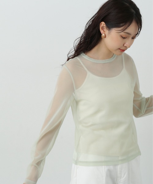 N.(N. Natural Beauty Basic)(エヌエヌナチュラルビューティーベーシック)の「◆シアープルオーバー(Tシャツ/カットソー・レディース・オフホワイト/ブラック/ライトグリーン・MEDIUM)」の3枚目の写真