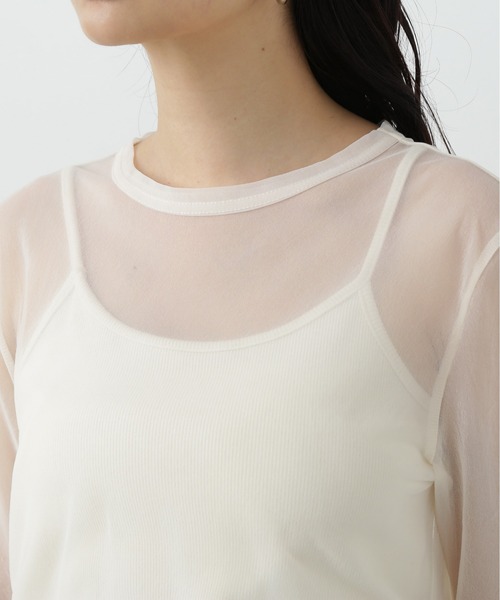 N.(N. Natural Beauty Basic)(エヌエヌナチュラルビューティーベーシック)の「◆シアープルオーバー(Tシャツ/カットソー・レディース・オフホワイト/ブラック/ライトグリーン・MEDIUM)」の5枚目の写真