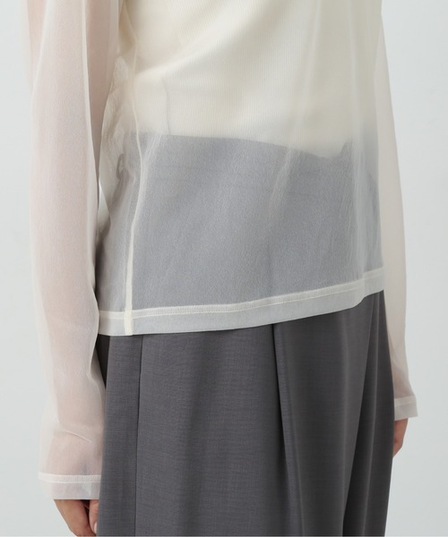 N.(N. Natural Beauty Basic)(エヌエヌナチュラルビューティーベーシック)の「◆シアープルオーバー(Tシャツ/カットソー・レディース・オフホワイト/ブラック/ライトグリーン・MEDIUM)」の7枚目の写真