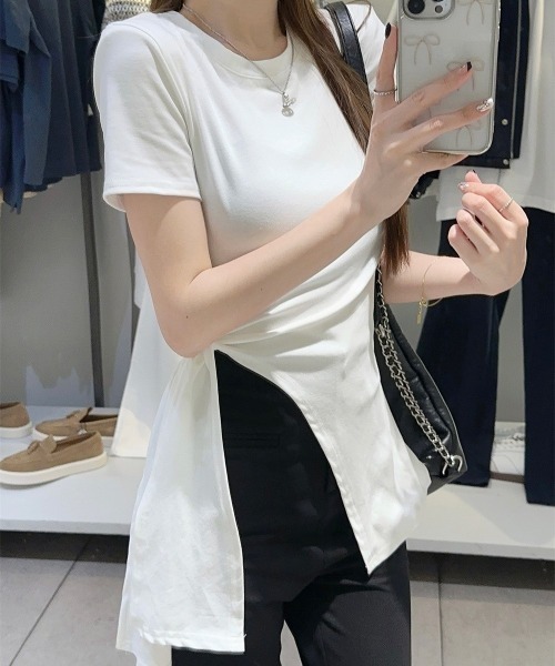 Mela（メラ）の「サイドリボンカットソー（Tシャツ/カットソー・レディース・グレー/ホワイト・FREE）」の15枚目の写真