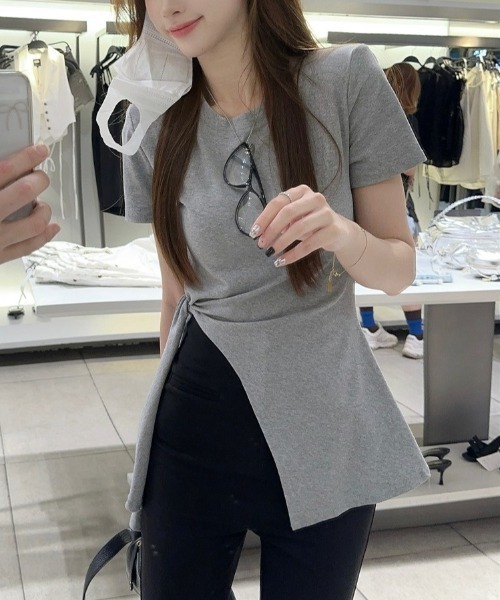 Mela（メラ）の「サイドリボンカットソー（Tシャツ/カットソー・レディース・グレー/ホワイト・FREE）」の14枚目の写真