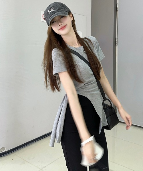 Mela（メラ）の「サイドリボンカットソー（Tシャツ/カットソー・レディース・グレー/ホワイト・FREE）」の19枚目の写真