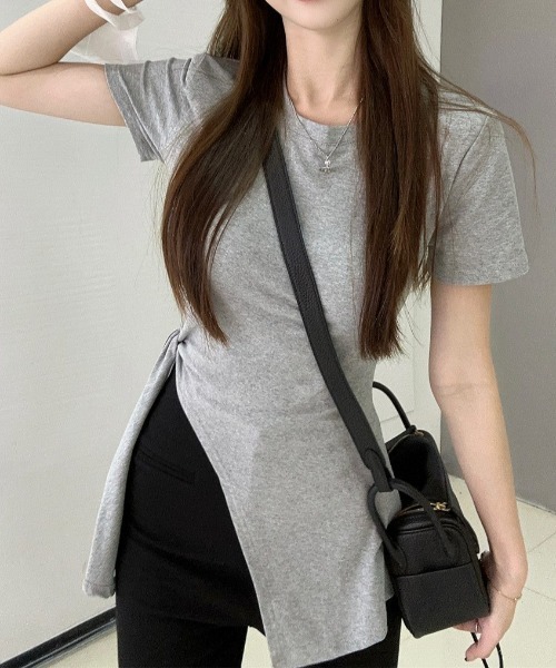 Mela（メラ）の「サイドリボンカットソー（Tシャツ/カットソー・レディース・グレー/ホワイト・FREE）」の7枚目の写真