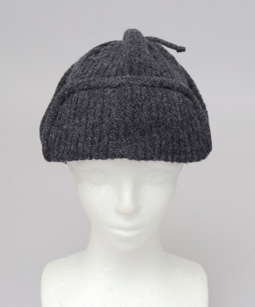 Basiquenti（ベーシックエンティ）の「リブニット フライトキャップ型 ニットキャップ（ニットキャップ/ビーニー・レディース・ブラック/ブラウン/アイボリー・FREE）」の10枚目の写真
