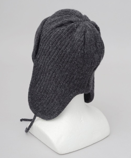 Basiquenti（ベーシックエンティ）の「リブニット フライトキャップ型 ニットキャップ（ニットキャップ/ビーニー・レディース・ブラック/ブラウン/アイボリー・FREE）」の15枚目の写真