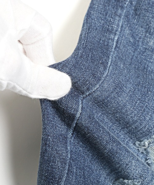 LUXSTYLE(ラグスタイル)の「ダメージ加工スキニーデニムパンツ(デニムパンツ・メンズ・ブルー系その他/インディゴブルー・M/XL/L)」の17枚目の写真