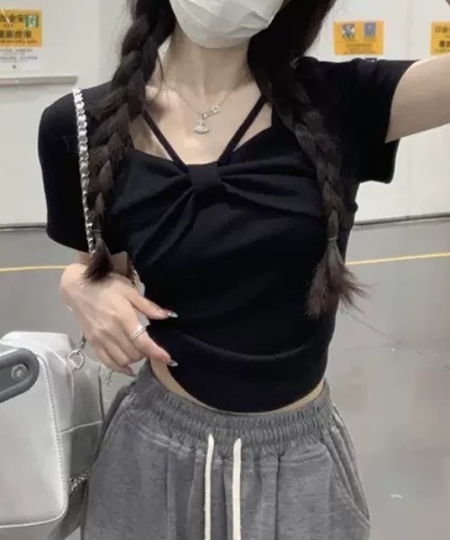 DIAVEL（ディアベル）の「【新色追加】4色展開リボンデザイン半袖Tシャツ（Tシャツ/カットソー・レディース・ホワイト/ピンク/ブラック/グレー・M）」の18枚目の写真