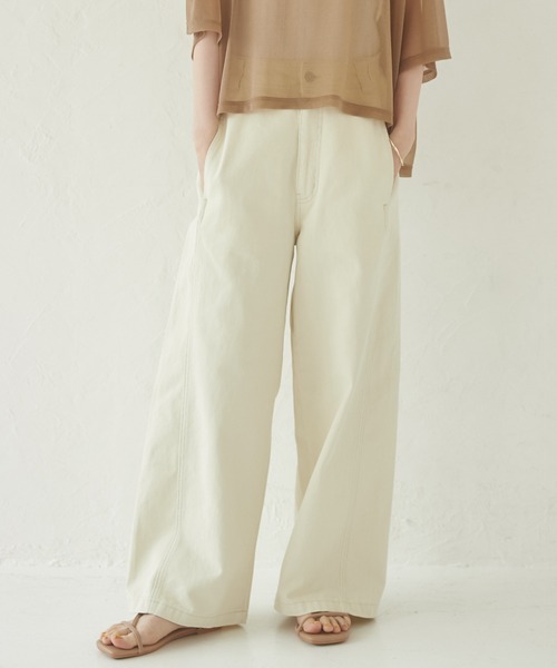 デニム / ツイル切替ワイドパンツ（デニムパンツ）｜hunch（ハンチ）