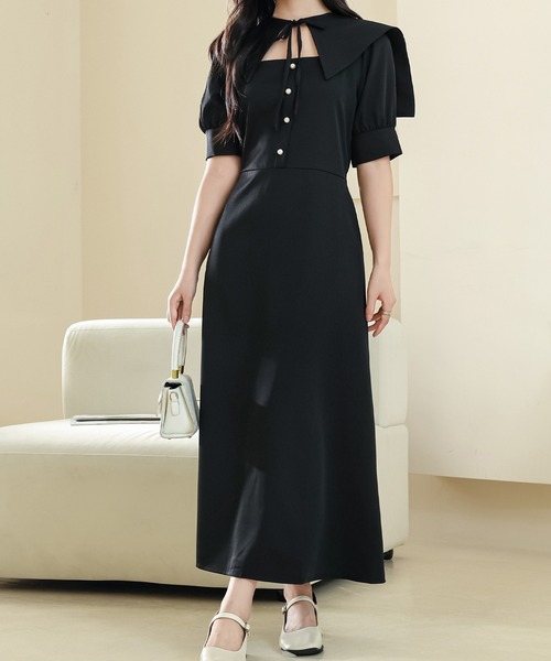 Lace Ladies(レースレディース)の「ショール風 ビッグカラー フロント ボタン ロング ワンピース(ワンピース・レディース・ピンク/アイボリー/ブラック・S/FREE)」の20枚目の写真