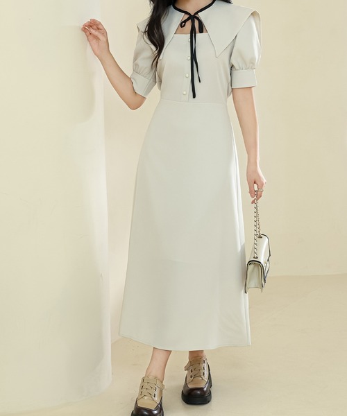 Lace Ladies(レースレディース)の「ショール風 ビッグカラー フロント ボタン ロング ワンピース(ワンピース・レディース・ピンク/アイボリー/ブラック・S/FREE)」の13枚目の写真