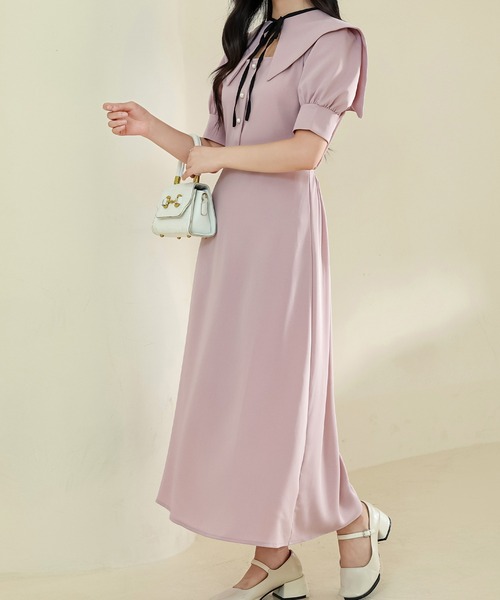 Lace Ladies(レースレディース)の「ショール風 ビッグカラー フロント ボタン ロング ワンピース(ワンピース・レディース・ピンク/アイボリー/ブラック・S/FREE)」の11枚目の写真