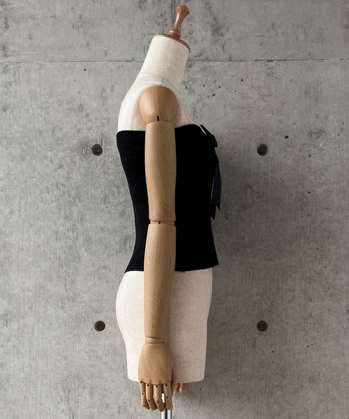 meJane（ミージェーン）の「2wayリボン リブニットビスチェ（チューブトップ・レディース・ホワイト/ブラック・FREE）」の22枚目の写真