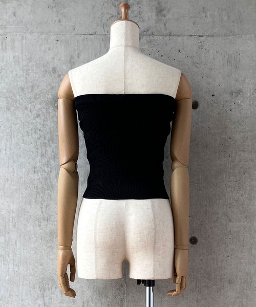 meJane（ミージェーン）の「2wayリボン リブニットビスチェ（チューブトップ・レディース・ホワイト/ブラック・FREE）」の21枚目の写真