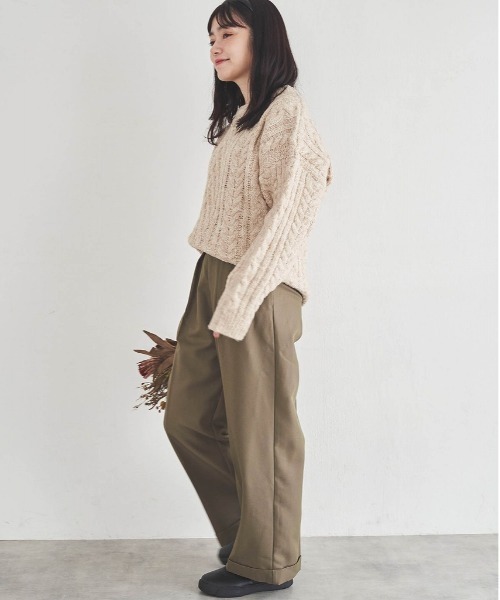 mil(ミル)の「【小柄さん向けサイズあり】ダブルタックパンツ【新色追加】(その他パンツ・レディース・ダークブラウン/チャコールグレー/ライトグリーン/イエロー/ダークブラウン系/ブラック/カーキ/グレイッシュベージュ・M-Short/M-Regular/S-Regular/S-Short/FREE)」の15枚目の写真