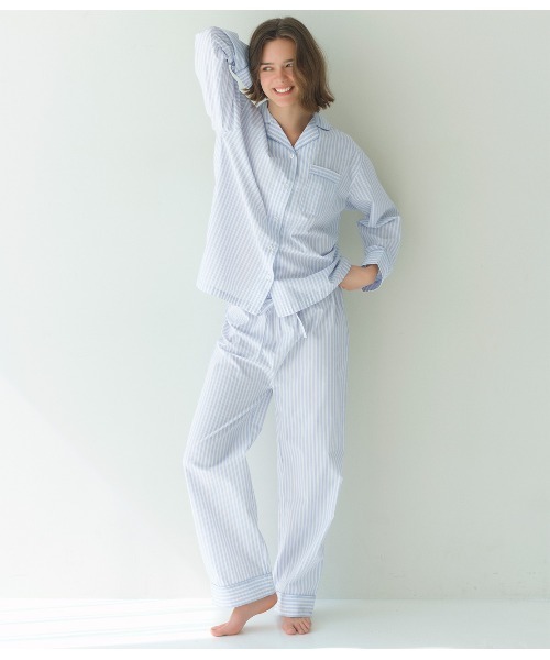 PEACH JOHN（ピーチジョン）の「【ホテルライクなスタンダードパジャマ♪程よいハリ感できれいなシルエット】コットン混シャツパジャマ（ルームウェア/パジャマ・レディース・グレイッシュブルー/ダークラベンダー/ライトブルー・S/M/M/L）」の13枚目の写真