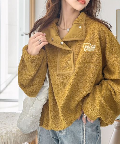 Java(ジャバ)の「《Javaジャバコラボ》もこもこボリューム袖がこなれカジュアル。パイピングスタンドボアブルゾン(ブルゾン・レディース・イエロー/ブラック/レッド/オフホワイト/ブルー/マスタード・X-LARGE/SMALL/MEDIUM/LARGE)」の9枚目の写真