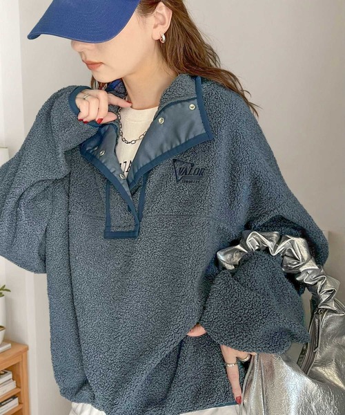 Java(ジャバ)の「《Javaジャバコラボ》もこもこボリューム袖がこなれカジュアル。パイピングスタンドボアブルゾン(ブルゾン・レディース・イエロー/ブラック/レッド/オフホワイト/ブルー/マスタード・X-LARGE/SMALL/MEDIUM/LARGE)」の8枚目の写真