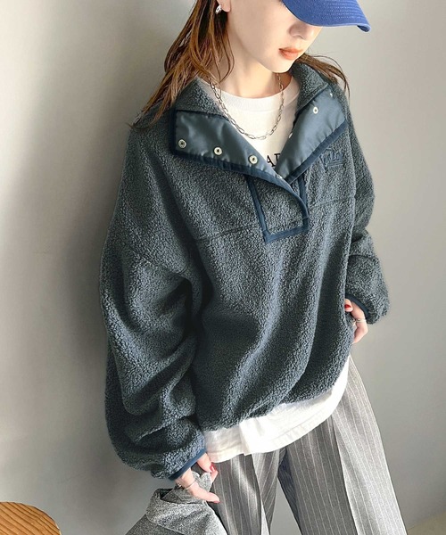 Java(ジャバ)の「《Javaジャバコラボ》もこもこボリューム袖がこなれカジュアル。パイピングスタンドボアブルゾン(ブルゾン・レディース・イエロー/ブラック/レッド/オフホワイト/ブルー/マスタード・X-LARGE/SMALL/MEDIUM/LARGE)」の11枚目の写真