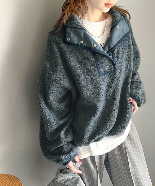 Java(ジャバ)の「《Javaジャバコラボ》もこもこボリューム袖がこなれカジュアル。パイピングスタンドボアブルゾン(ブルゾン・レディース・イエロー/ブラック/レッド/オフホワイト/ブルー/マスタード・X-LARGE/SMALL/MEDIUM/LARGE)」の10枚目の写真