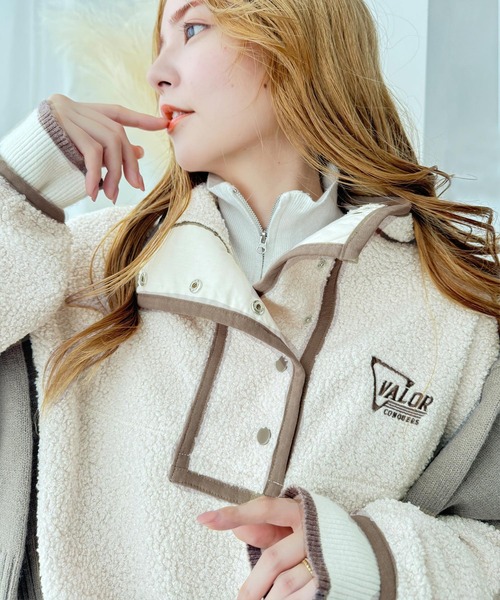 Java(ジャバ)の「《Javaジャバコラボ》もこもこボリューム袖がこなれカジュアル。パイピングスタンドボアブルゾン(ブルゾン・レディース・イエロー/ブラック/レッド/オフホワイト/ブルー/マスタード・X-LARGE/SMALL/MEDIUM/LARGE)」の15枚目の写真