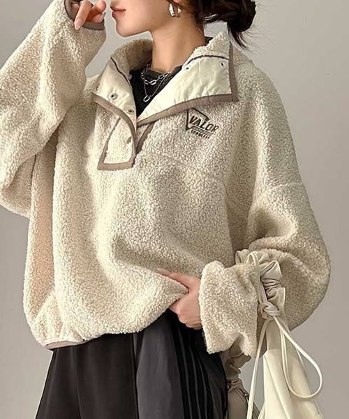 Java(ジャバ)の「《Javaジャバコラボ》もこもこボリューム袖がこなれカジュアル。パイピングスタンドボアブルゾン(ブルゾン・レディース・イエロー/ブラック/レッド/オフホワイト/ブルー/マスタード・X-LARGE/SMALL/MEDIUM/LARGE)」の12枚目の写真