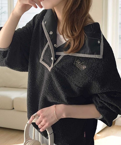 Java(ジャバ)の「《Javaジャバコラボ》もこもこボリューム袖がこなれカジュアル。パイピングスタンドボアブルゾン(ブルゾン・レディース・イエロー/ブラック/レッド/オフホワイト/ブルー/マスタード・X-LARGE/SMALL/MEDIUM/LARGE)」の13枚目の写真