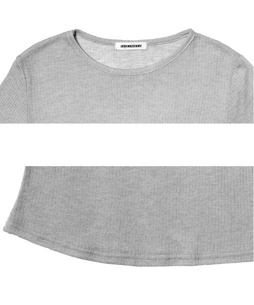 anyonemore(エニワンモア)の「紐付きリブビスチェ+シアー半袖Tシャツセット(Tシャツ/カットソー・レディース・グレー・FREE)」の2枚目の写真