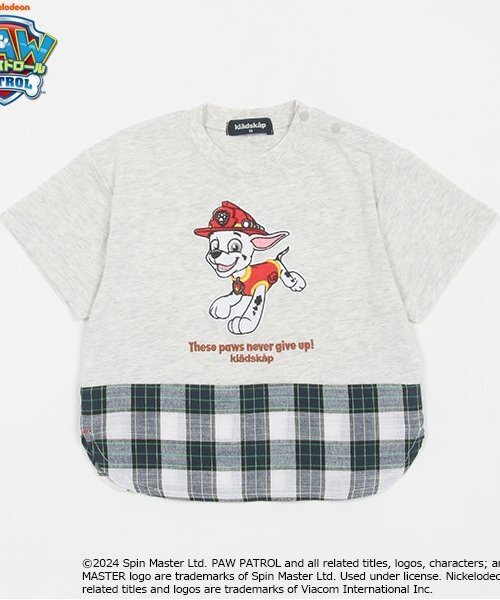 kladskap（クレードスコープ）の「【パウ・パトロール】裾チェック半袖Tシャツ（Tシャツ/カットソー・キッズ・ホワイト系その他/ライトブルー・120cm/100cm/110cm/90cm）」の2枚目の写真