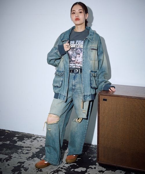 PBLIM（ページボーイリム）の「PBLIM/ダメージデニム（デニムパンツ・レディース・ブラック/ブルー・MEDIUM/LARGE）」の8枚目の写真