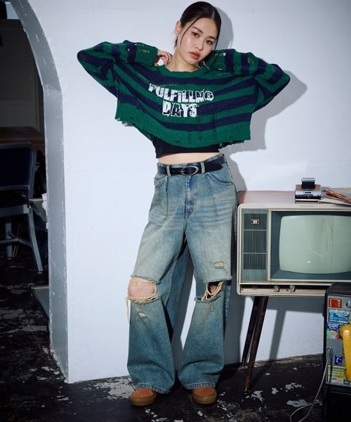 PBLIM（ページボーイリム）の「PBLIM/ダメージデニム（デニムパンツ・レディース・ブラック/ブルー・MEDIUM/LARGE）」の11枚目の写真