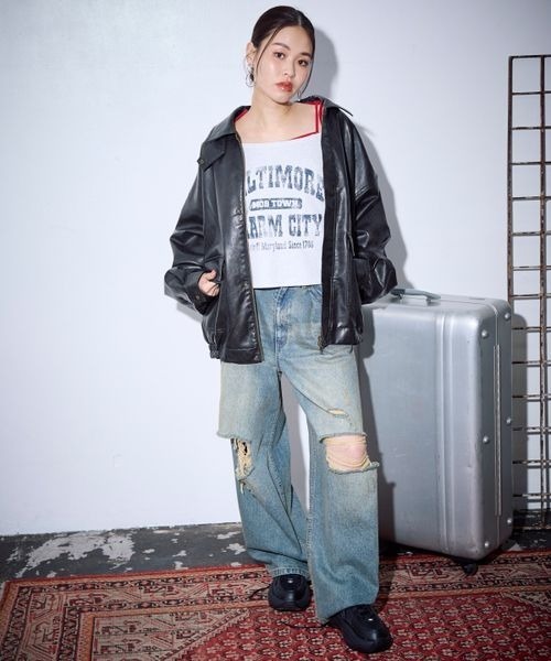 PBLIM（ページボーイリム）の「PBLIM/ダメージデニム（デニムパンツ・レディース・ブラック/ブルー・MEDIUM/LARGE）」の12枚目の写真