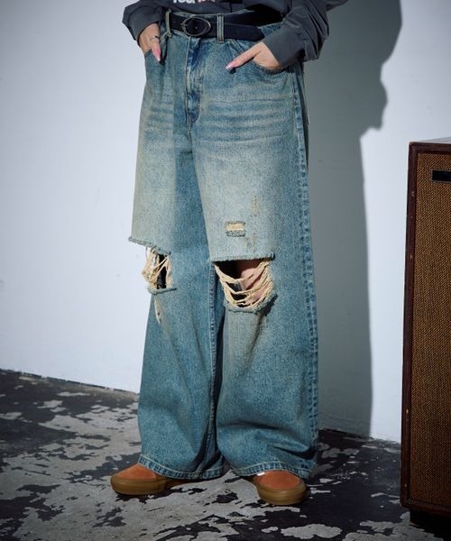 PBLIM（ページボーイリム）の「PBLIM/ダメージデニム（デニムパンツ・レディース・ブラック/ブルー・MEDIUM/LARGE）」の15枚目の写真